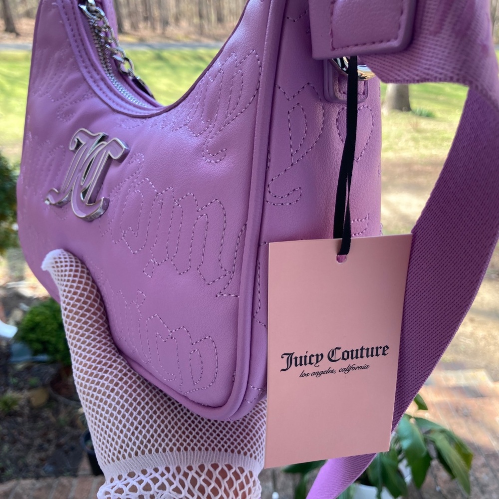Juicy Couture Quilted Violet Tulle Handbag Crossbody Includes Change Purse - Picture 6 of 16